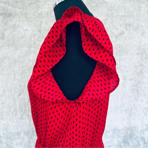 Banana Republic Red Midi Dress with Ruffle Sleeves - Picture 5 of 13